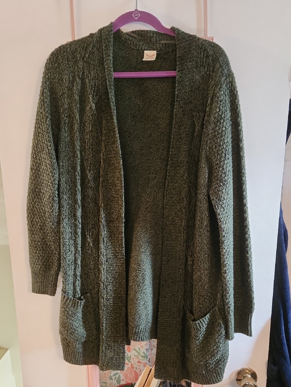 Cozy Open-Front Olive Green Women’s Cardigan Sweater
